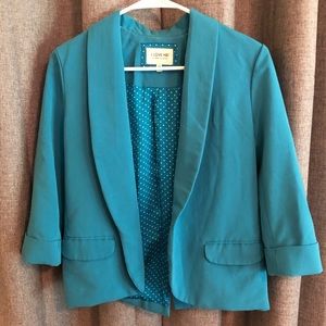 Blue 3/4 sleeve casual blazer